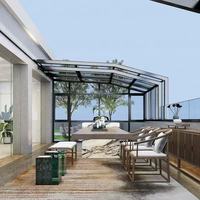 Jardin d'hiver rétractable Salles de soleil et maisons en verre en aluminium préfabriquées Terras coulissantes pliables à toit en forme de véranda