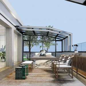 रिट्रेटेबल शीतकालीन उद्यान पूर्वनिर्मित एल्यूमीनियम सनरूम और ग्लास घरों के आकार की छत फोल्डेबल स्लाइडिंग सनरूम टेरा - Product Image 5