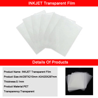 A3 A4 100% Film PET à jet d'encre transparent Film transparent étanche de qualité supérieure
