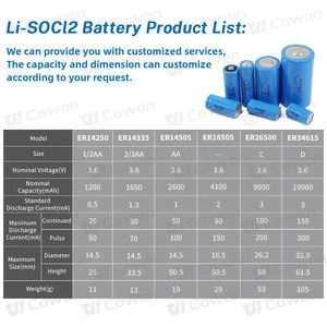 3.6v Dサイズ<span class=keywords><strong>14000mah</strong></span>ハイパワーER34615ER34615M ER34615T ER34615H Li-Soci2水道メーター用リチウム非充電式バッテリー - Product Image 6