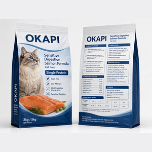 Alimento Seco para Gatos con Digestión Sensible, Sin Granos, con Salmón, Proteína Única, FOS, <span class=keywords><strong>MOS</strong></span>, Prebióticos, 2 kg, 5 kg, OEM, Hipoalergénico - Product Image 1