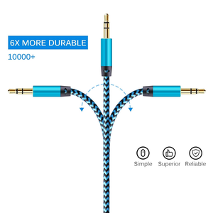 Cavo Audio ausiliario AUX per auto 3 6 10 ft3.5mm, cavo Audio ausiliario intrecciato Stereo AUX Chords compatibile cuffie per auto, iPhone, iPod, iPad - Product Image 6