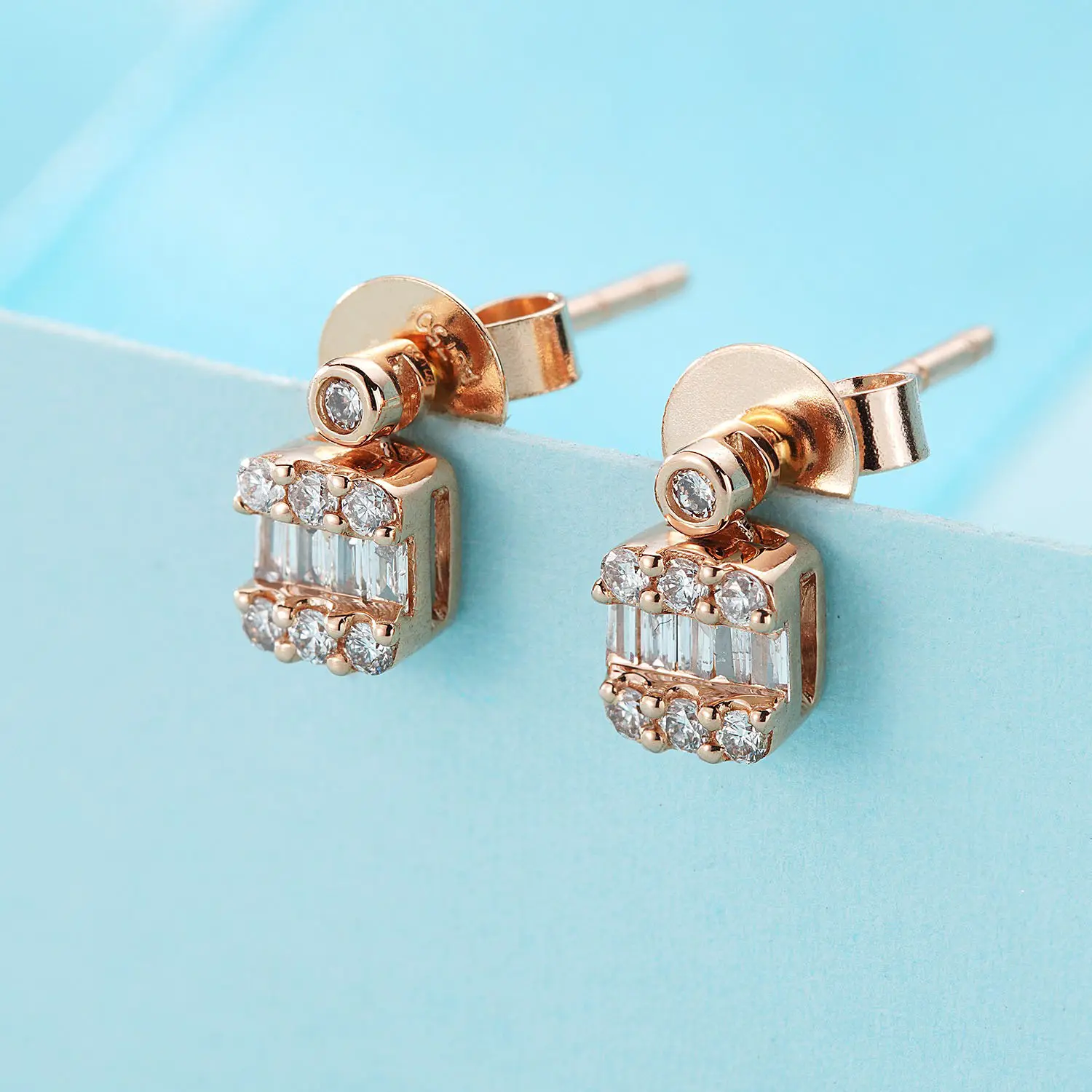 18K 14K genuine gold earrings  laboratory grown diamond earrings  classic retro fashion jewelry customization 