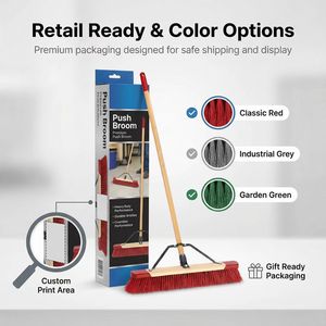 Heavy Duty 24" Outdoor <strong>Deck</strong> <strong>Brush</strong> with Steel Bracket, Sustainable FSC Wood Push Broom for Garden Patio &amp; Garage Cleaning - Product Image 5