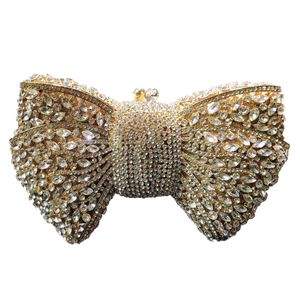 Crystal Bowknot Clutch HandBags Fashion Rhinestones <b>Purse</b> with Detachable Chain for Women - Product Image 5