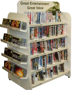 Étagère de présentation de livres à 4 voies en métal blanc sur pied, support commercial pour la vente au détail, étagères de présentation pour les livres de bande dessinée, <span class=keywords><strong>librairie</strong></span> - Product Image 1