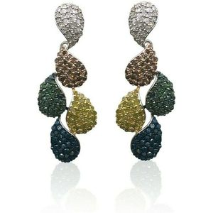 Jewelspaark Multicolor Diamond Tear <b>Drop</b> <b>Earrings</b> for Ladies Womens 925 Sterling <b>Silver</b> Prong Set Party Jewelry Wholesale - Product Image 1