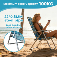 Chaise de plage de mobilier d'extérieur portable moderne pour le camping, la pêche, cadre en fer léger pliable, conception durable pour