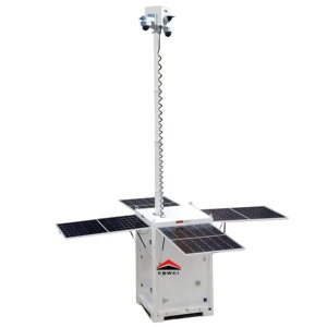 Năng lượng mặt trời Powered Mobile CCTV tháp giám sát với cột điện cho xây dựng trang Web giám sát - Product Image 2