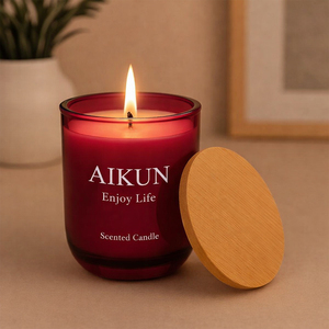 AIKUN Manufacturer Supplier <b>Bulk</b> Custom Natural Soy Wax Glass Scented <b>Candle</b> for Wedding Party Decoration Home Fragrance Gift - Product Image 1