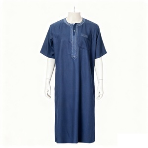 Thobe Marocchino da Uomo Musulmano con Ricamo Jubbah a Tinta Unita Stile Arabo Saudita Abaya Islamica - Product Image 4