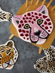Tapis tibétain 3d imprimé animaux, accessoire de salon, rose moderne en forme de tigre - Product Image 5