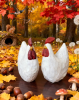 Figurines de poules en bois gravées personnalisées, écologiques, artisanat, ornement pour la maison, intérieur/extérieur, à poser sur table, logo personnalisé