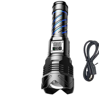 Lampe torche tactique rechargeable super lumineuse en alliage d'aluminium avec zoom et affichage numérique, portable pour usage extérieur (vente en gros)