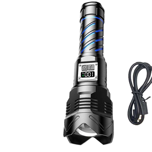 Lampe torche domestique rechargeable super lumineuse en alliage d'aluminium avec <span class=keywords><strong>zoom</strong></span> et affichage numérique – Vente en gros - Product Image 1