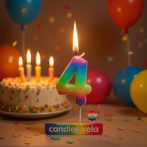 Vela de Cumpleaños con Número 4, 6 cm, Color Arcoíris, para Fiestas - Product Image 1