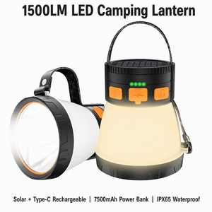 Guirlande lumineuse LED rétractable 1500LM 10M, lot de 2, rechargeable solaire, type-C, batterie externe portable 7500mAh - Product Image 1