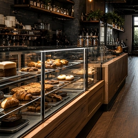 LED-Kaffeehaus-Vitrine Glasvitrine mit Abschließbaren Türen für Café Bäckerei Einzelhandelsgeschäft