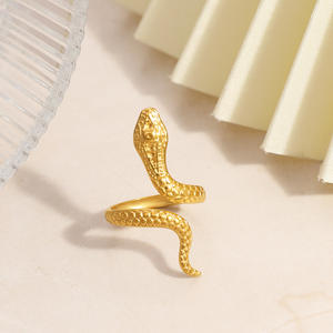 Snake Shape Gold Plated Open <b>Ring</b> Unisex Fashion Jewelry Gift - Product Image 3