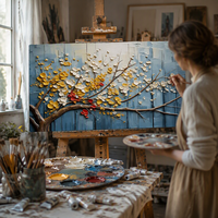 Vente en gros et dropshipping : Peinture à l'huile Art Déco blanche 100 % faite à la main, sur toile de coton 450 GSM, tailles personnalisées pour usage domestique et commercial
