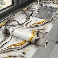 Papier peint autocollant imperméable gris foncé effet marbre, revêtement mural amovible en PVC, film de protection anti-taches pour comptoirs et meubles