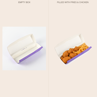 Boîte à hot-dogs en papier personnalisée avec couvercle trapézoïdal entièrement imprimé, logo personnalisé, qualité alimentaire, pour sandwichs, croissants, à emporter