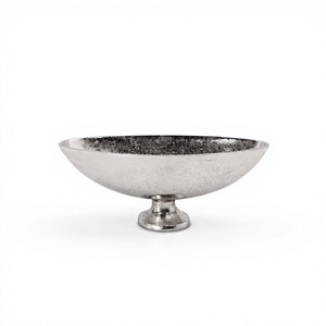 Cuenco Decorativo Moderno de Metal Plateado con Base, Texturizado, para Decoración de Oficina o Biblioteca, Venta al por Mayor - Product Image 1