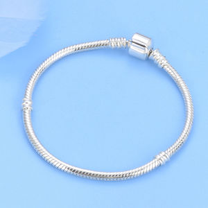 High Quality S925 Sterling Silver Zircon Rhodium Plated Trendy Classic Snake Bone <b>Charm</b> Beaded Women's Bracelet Engagement Gift - Product Image 2