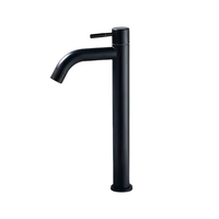 Keran Air Dingin Tunggal Bahan Stainless Steel Hitam Doff untuk Kamar Mandi Modern, Model Pilar, Dapat Disesuaikan OEM INOS S17, Garansi 3 Tahun