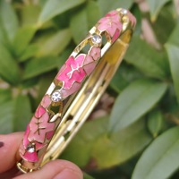 Bracelet à maillons plaqué or avec zircon et émail goutte d'huile, motif feuille d'érable 0.8, couleur fraîche et douce, pour adulte, style transfrontalier