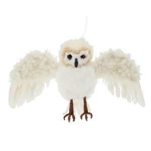 Décoration suspendue hibou en tissu blanc, 20 cm de haut - Product Image 1