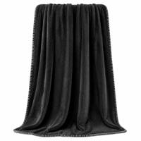 Luxuriöse Dreieckig Genähte Flanell-Decke Superweiche Schwarze Wurfdecke Dekorative Einfassung Gemütliche Plüsch-Bettdecke Modernes Zuhause