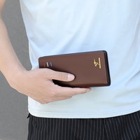 Tas Clutch Pria Kapasitas Besar, Dompet Kulit Mewah Bisnis, Hadiah Custom Elegan, Tempat Kartu Kredit dengan Bahan PU