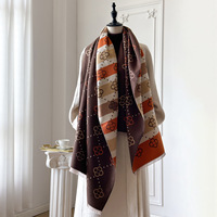 Nouveau design 2026 – Écharpe Pashmina cachemire occidentale de marque, élégante, réversible, double face, chaude pour l'hiver, toucher cachemire, motif floral imprimé