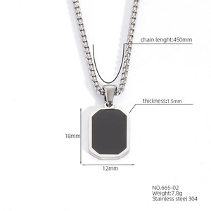 Collares de cadena cuadrados negros de acero inoxidable con efecto de goteo de aceite al por mayor para hombre - Product Image 6