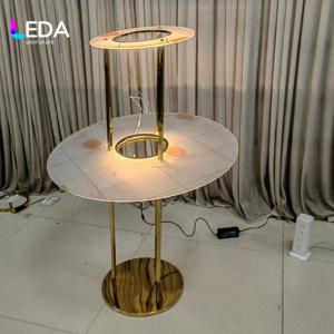 LEDA - Centro de Mesa de Acero Inoxidable Dorado Brillante de Alta Calidad para Bodas, Soporte para Flores, Decoración para Fiestas y Bodas - Product Image 2
