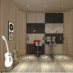 MDF sợi polyester gỗ tấm hấp thụ Home Studio Auditorium cách âm painel ripado ức chế tiếng ồn kết cấu - Product Image 6