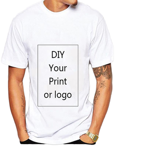T-shirts décontractés pour hommes en coton 100% à col rond, imprimés, coupe ample, tricotés, blancs, taille européenne, 210 grammes - Product Image 1