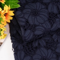 Grosir mode murni hitam pola bordir bunga 3D kain renda larut air Harga kompetitif kain renda hitam