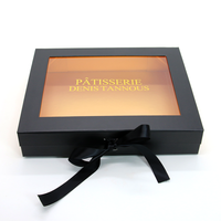 Boîte cadeau magnétique de luxe personnalisée avec fenêtre transparente, boîte d'emballage rigide pliable en papier avec fenêtre pour biscuits, gâteaux, ensembles de pâtisserie