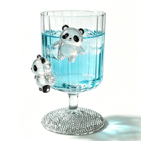 Gobelet en verre décoratif transparent Panda avec strass pour vin, champagne, cocktail, décoration de table à la maison, cadeau