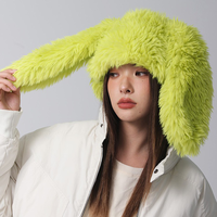 Nouvelle mode décontractée fourrure oreilles de lapin réglable moelleux hiver chaud en peluche Slouchy couleur unie mignon bonnet chapeaux 100% Polyester
