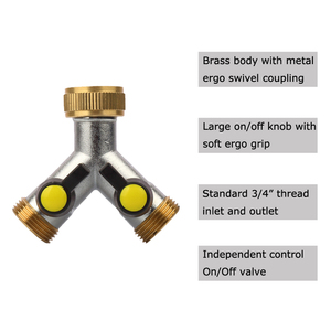 YOD <span class=keywords><strong>Raccord</strong></span> rapide en <span class=keywords><strong>laiton</strong></span> 2 voies en Y pour jardin, double sortie, pour irrigation, <span class=keywords><strong>arrosage</strong></span>, couplage de tuyaux, plomberie extérieure, répartiteur de tuyau - Product Image 3