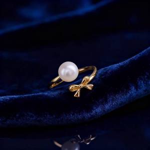 Accessoires en perles DIY, anneau en argent S925, support vide pour plusieurs perles, or argent, perles rondes de 3-4 mm, style tendance, incrustation, 10745DIY - Product Image 4