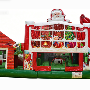 Château gonflable de Noël Père Noël Bonhomme de neige, <span class=keywords><strong>cabane</strong></span> gonflable du Père Noël, château sauteur pour enfants, divertissement festif et ludique - Product Image 3
