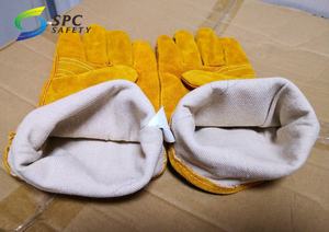 Guantes de soldadura industrial de cuero partido CE EN388 EN407, resistentes al calor, soldadura por arco de argón Tig, cuero de vaca, seguridad - Product Image 3