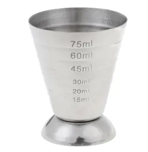 1PC 75ml 3 In 1 Stainless Steel Measuring Cup Cocktail Tools Bar Jigger Cup w/ml/oz Tbsp Measurement Unit for Bars Making