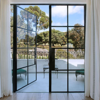 Portes d'entrée françaises en verre trempé de sécurité, portes battantes doubles en aluminium sur mesure, style moderne minimaliste pour porte d'entrée résidentielle