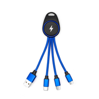 Câble de charge porte-clés 3-en-1 avec logo lumineux – Cordon USB universel portable pour smartphones et appareils électroniques – Idéal comme cadeau