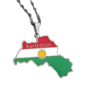 สร้อยคอจี้แฟชั่นหรูหรา สแตนเลส 316L ชุบทอง 14k 18k PVD ลายแผนที่เคอร์ดิสถาน สำหรับผู้หญิง - Product Image 5